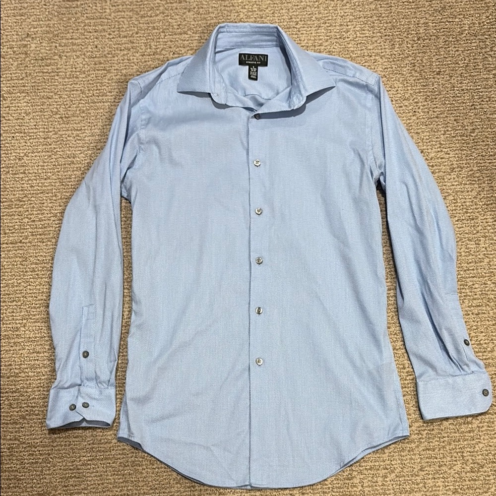 Alfani Blue Dress Shirt Athletic Fit Size Small 14-14.5